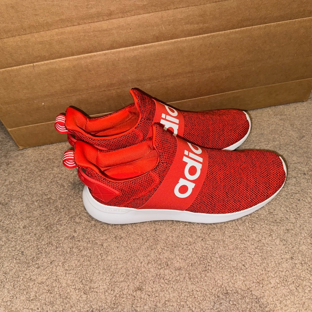 Adidas Red and White Slip-On Sneakers